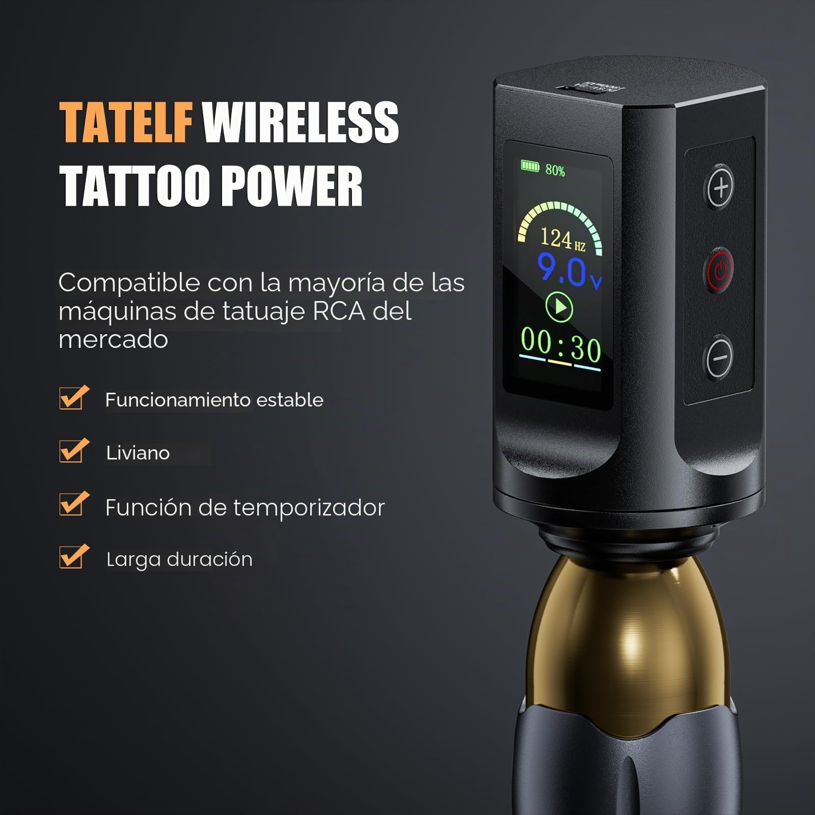 TATELF Juego completo de máquina de bolígrafo inalámbrico giratorio con batería RCA de 1900 mAh, 20 cartuchos de agujas, 10 unidades, accesorios completos para principiantes artistas
