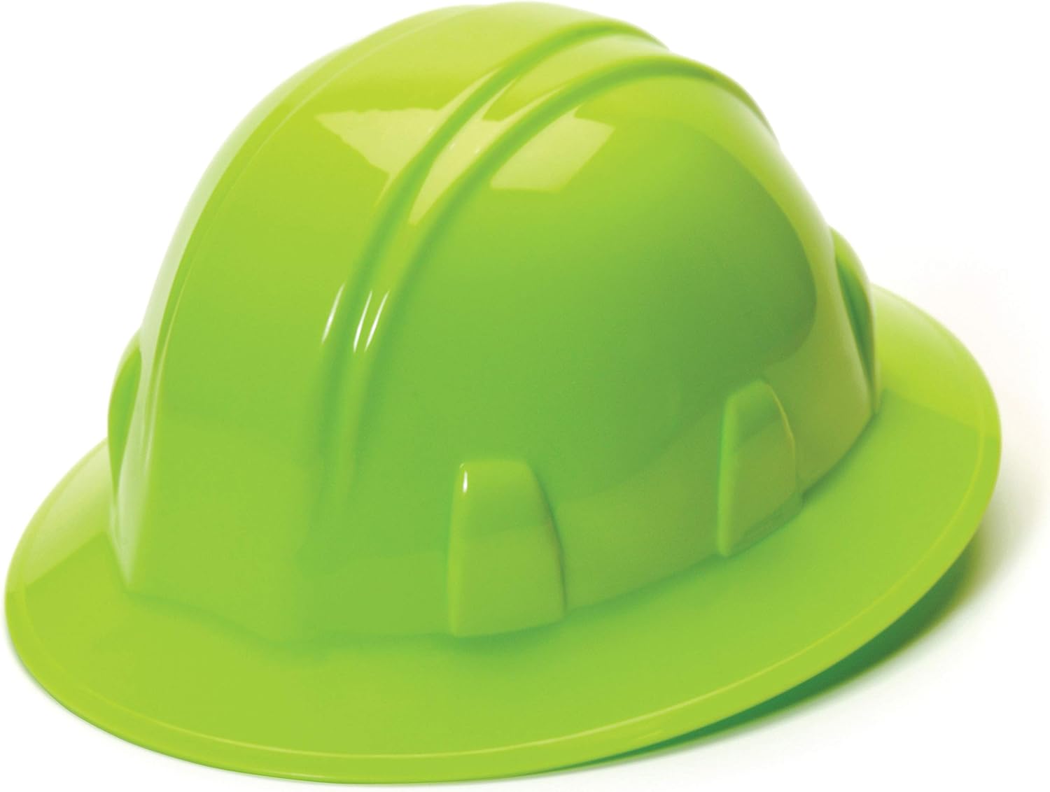 Pyramex Safety SL Series Full Brim Hard Hat, 4-Point Ratchet Suspension, Hi Vis Lime