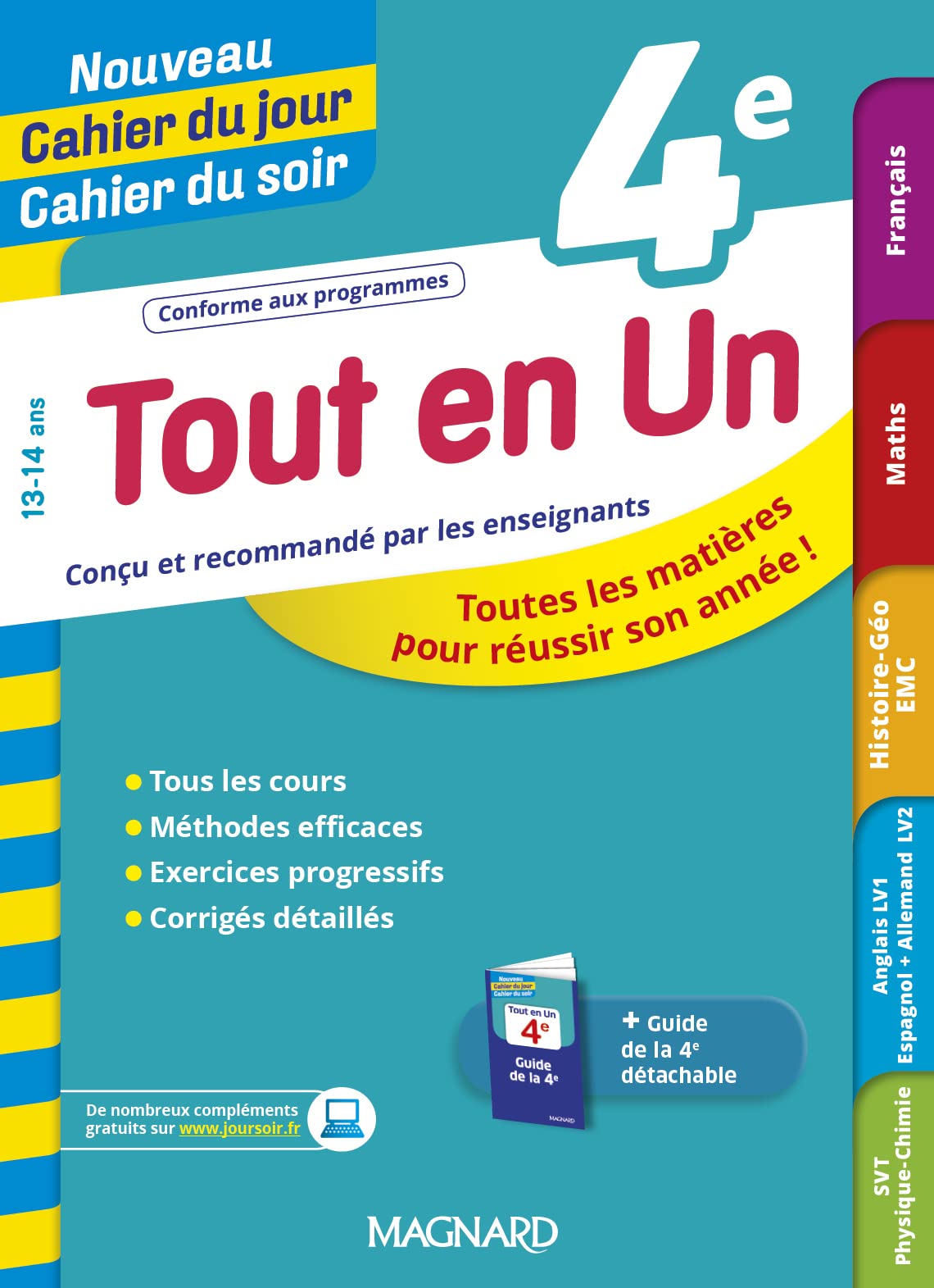 Tout en Un 4e - Leçons, méthodes et exercices - Nouveau Cahier du jour Cahier du soir: Toutes les matières pour réussir son année