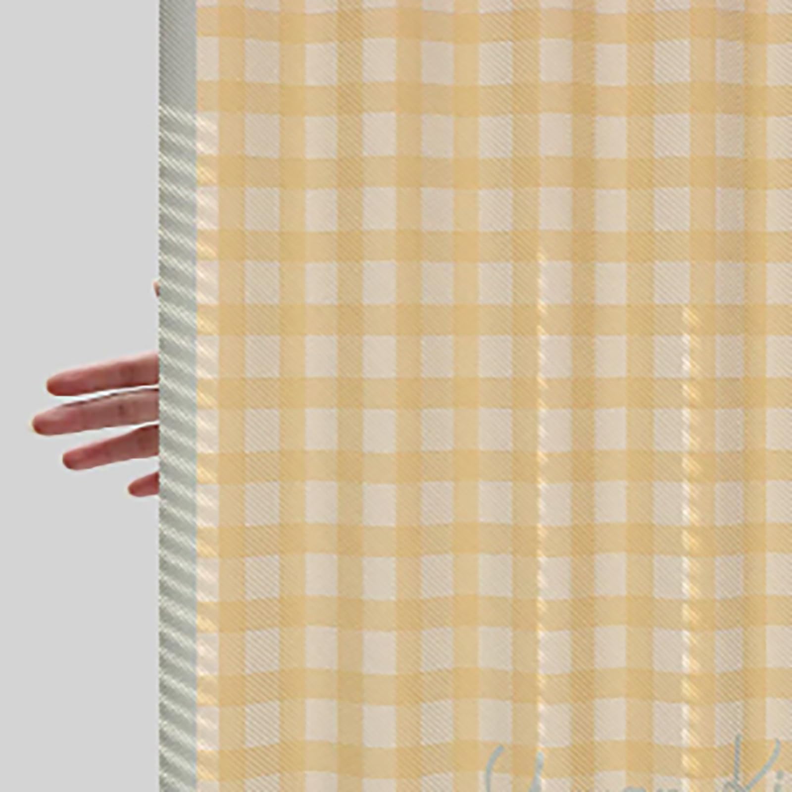 Générique Rideau de Douche en Polyester à Carreaux de Couleur Claire, imperméable et Opaque, avec Impression de Texte Manuscrit décontracté
