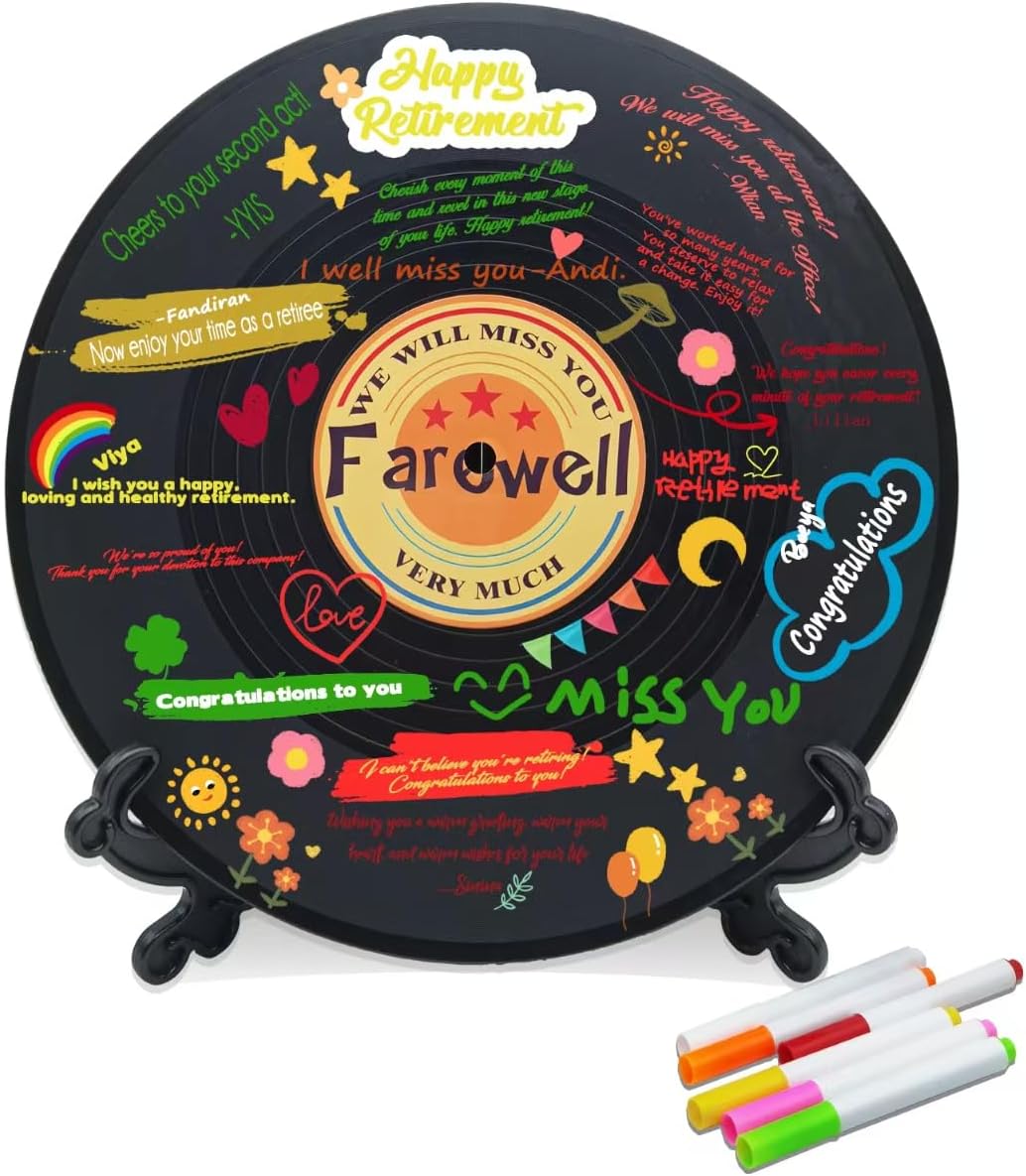pwvsayjcj Vinyl Record Birthday Decorations, Happy Birthday Party Favor Sign Poster, Large Guest Book 11.6" x 11.6"