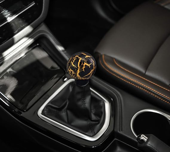 Gear Shifter Handle, Marble Ball Shape MT Car Stick Shift Knob Fit Most Automatic Manual Transmissions, Black