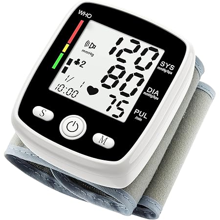 Wrist Blood Pressure Monitor, Automatic Blood Pressure Kit Bp Cuff Carrying Case 99 Readings Memory 2 User & Large Display