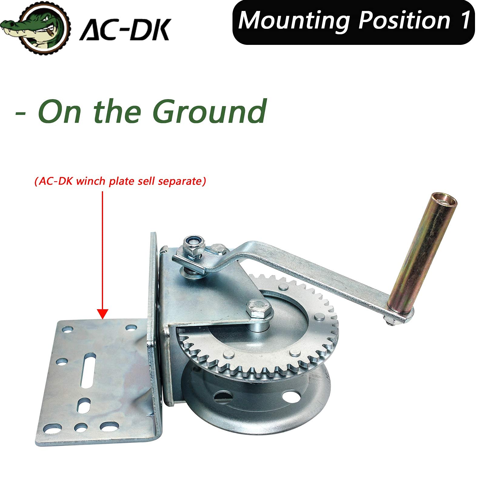 ACDK 1600 lbs Heavy Duty Hand Winch with Nylon Strap and Safety Pawl Manual Operated Two Way