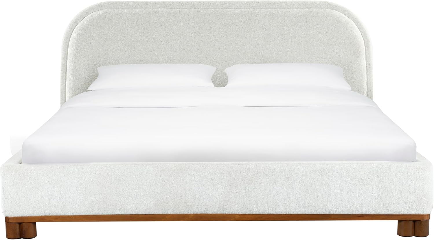 SAFAVIEH Couture Collection - Roberto Beige Chenille Queen Bed, Upholstered with Curved Headboard, No Box Spring Needed (SFV6116A-Q)