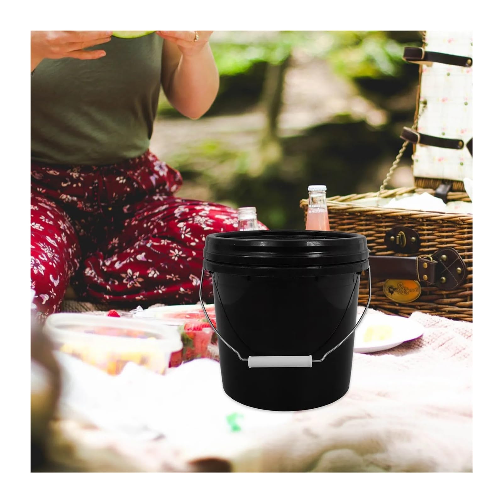 Cubos De Pintura De Plástico Cubo de plástico versátil con Tapa de 2 Piezas | Superficie lisa, diseño sin rebabas, ideal for almacenamiento de agua, hielo, arena, jardín, hogar(Yellow)