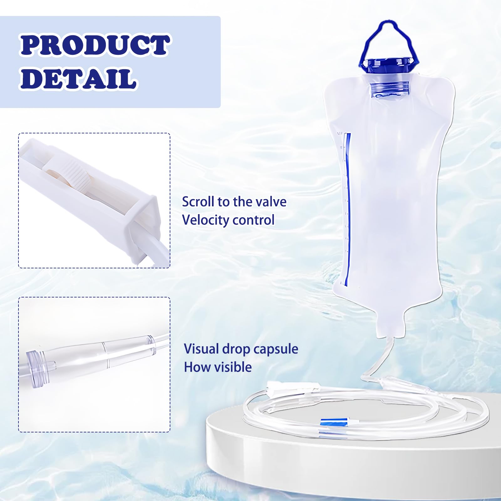 Enema para Limpieza de Colon Kit de Bolsa de Enema Para el Hogar 1200ml Incluye 10 Tubos Rectales (10cm+26cm) para la Limpieza de Colon Con Café y Leche — view 3