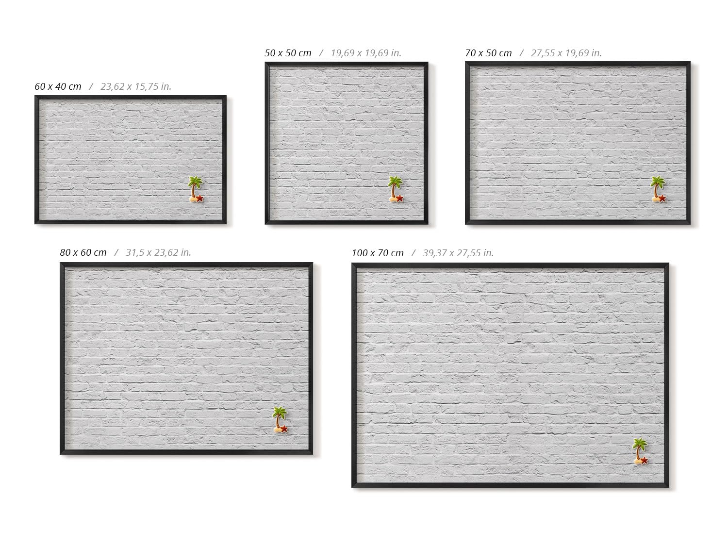 Tulup Bacheca Magnetica 70x50 cm – Design – Decorazione da Parete – – Accessorio d’Arredo per Interni – Scrivania Creativa – Mood Board –Ziegelwand Lichtwand