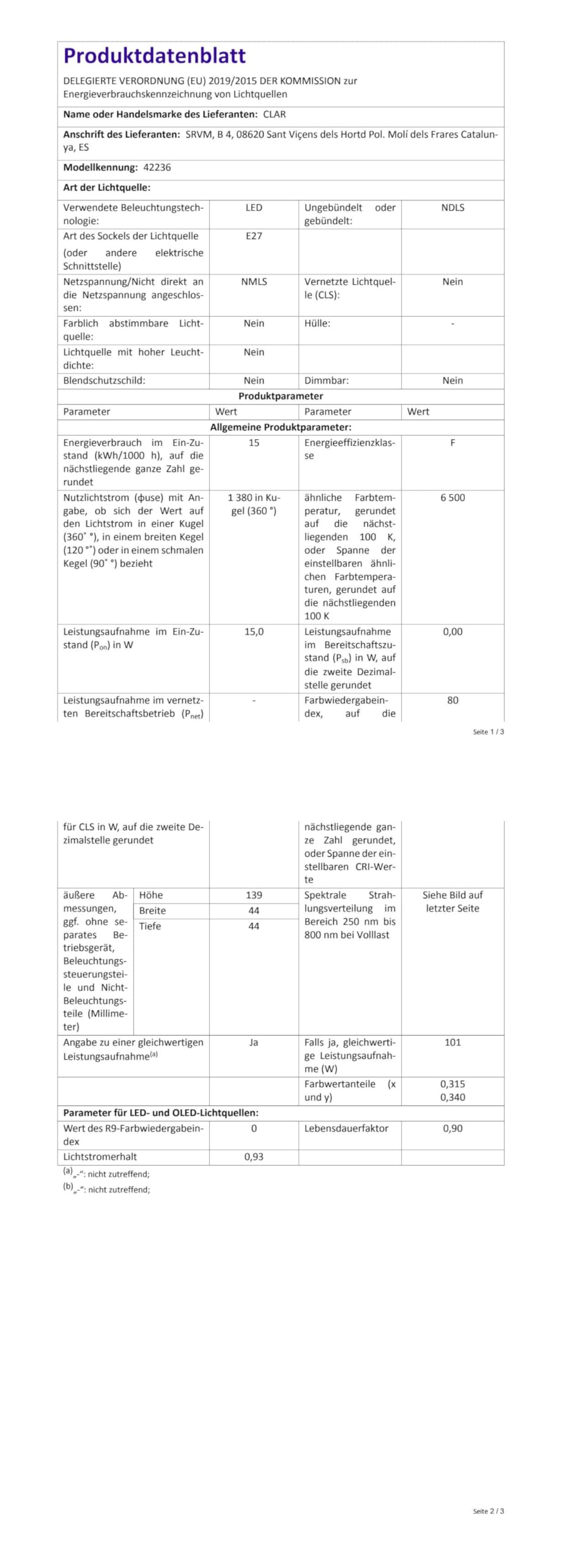 CLAR - Energiesparlampe E27, Maiskolben LED E27, Energiesparlampen, Länglich LED, 15W Kaltweiß 6000ºK (Pack 10)