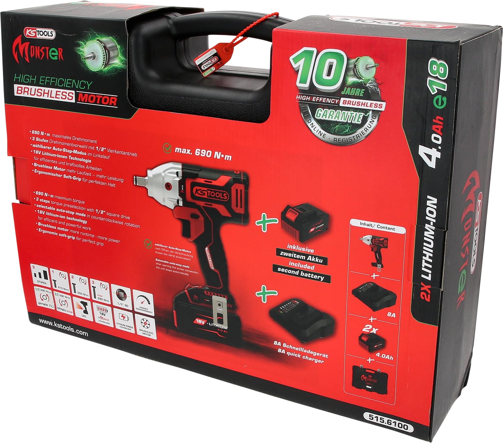 KS TOOLS eMONSTER Kit de visseuses à choc sans fil 1/2" Brushless - 9
