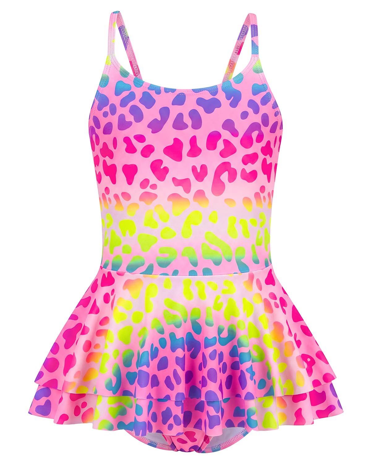 JiAmy Badeanzüge Mädchen, Einteiler Schwimmanzug mit Rock Meerjungfrauen Sling-Back Badeanzug für Kinder 4-9 Jahre