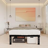 Vista 98 de Base de cama tamaño Queen de 12 pulgadas, no necesita somier, base de colchón de plataforma de metal resistente con listones de acero