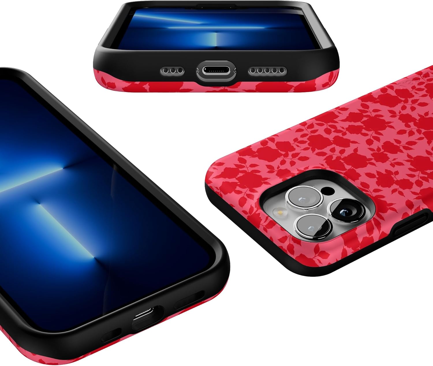 Casely iPhone 13 Pro Case | Rose Garden | Red Aesthetic | Bold Protective Design | Compatible with MagSafe