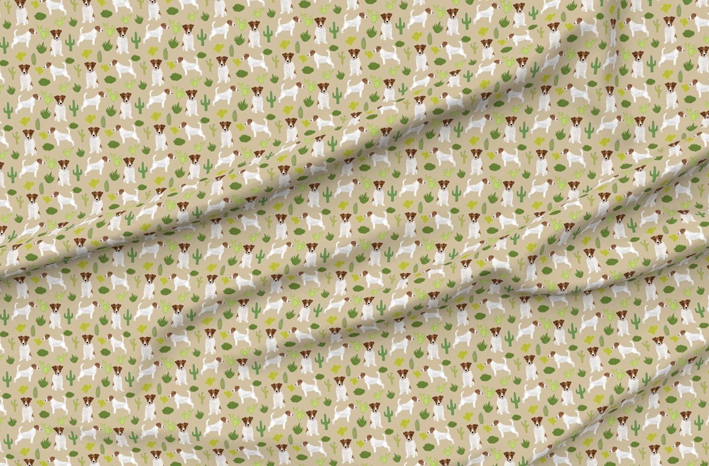 Spoonflower Fabric - Terrier Cactus Cacti Summer Succulent Dog Southwest Desert Pet Printed on Petal Signature Cotton Fabric Fat Quarter - Sewing Quilting Apparel Crafts Decor