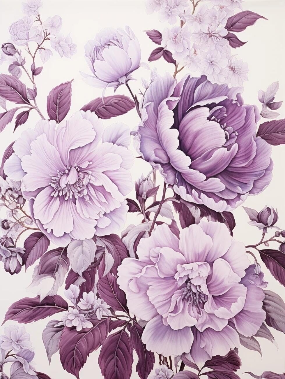 RKFLGEW 14CT Printed Cross Stitch Kits Watercolor Purple Flowers Cross Stitch Starter Set for Adults DIY Needlepoint Kits Embroidery Patterns Home Decoration 40x50cm