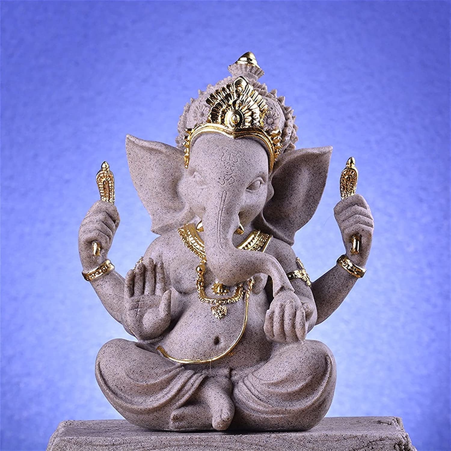 Statua Buddy/Budda Statuetka, Piaskowiec Indian Ganesha, religijna hinduska rzeźba buddy Fengshui z głową słonia, wyroby do dekoracji domu