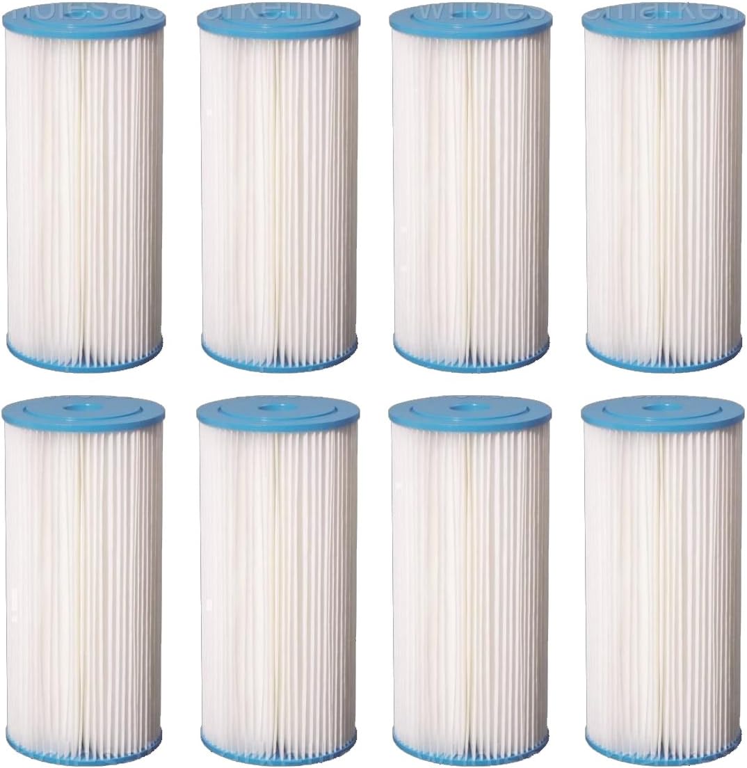 Bluonics Pleated Sediment Water Filters 8 Washable 4.5 x 10 Cardridges -5 Micron