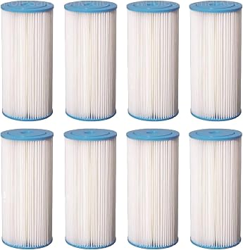 Bluonics Pleated Sediment Water Filters 8 Washable 4.5 x 10 Cardridges -5 Micron