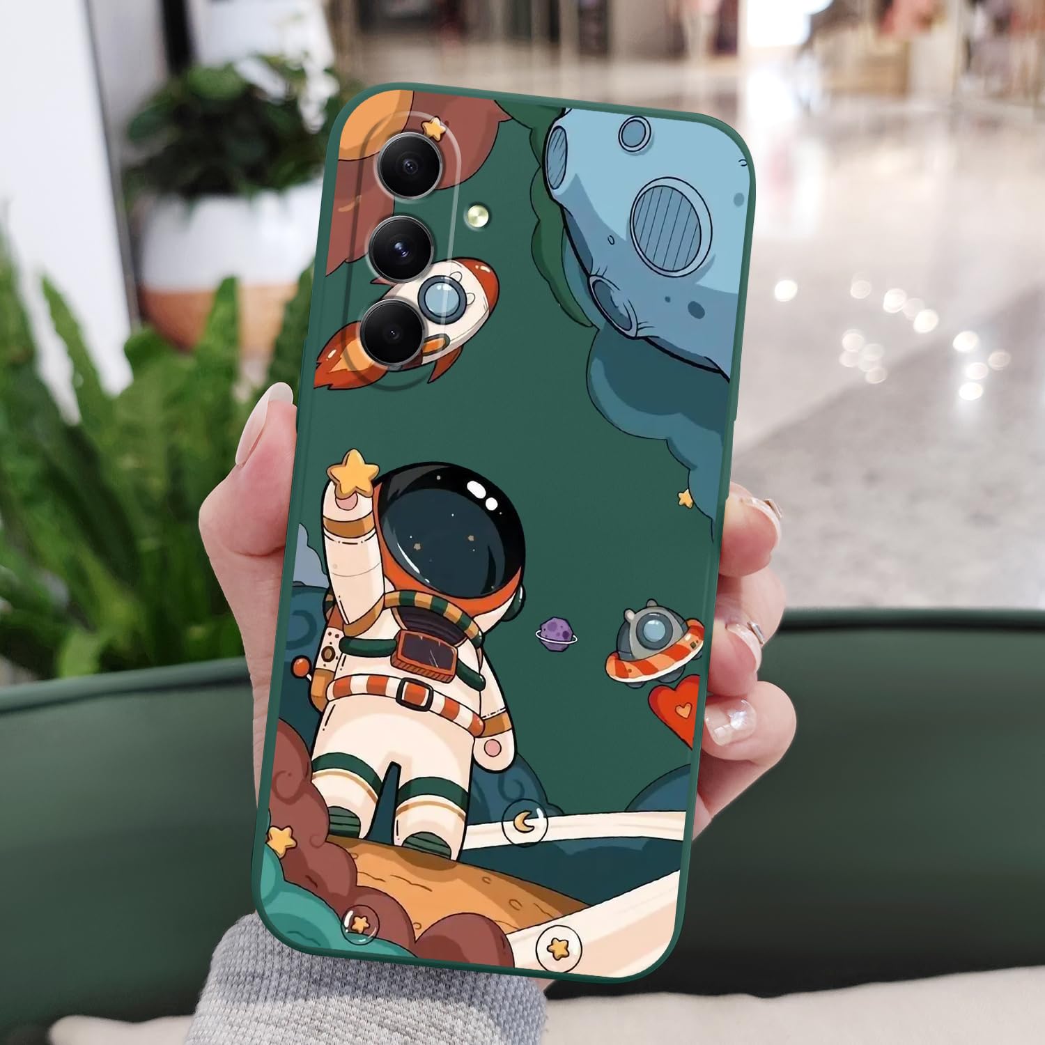 LEECG für Samsung Galaxy A54 5G Hülle Anti Rutsch Flüssig Silikon Weich Schutzhülle Hülle für Samsung A54 5G-Astronaut Grün