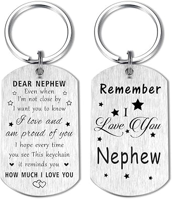 Resdink I Love You Nephew Gifts, Proud Dear Nephew Birthday Graduation Fathers Day Keychain for Boys Men