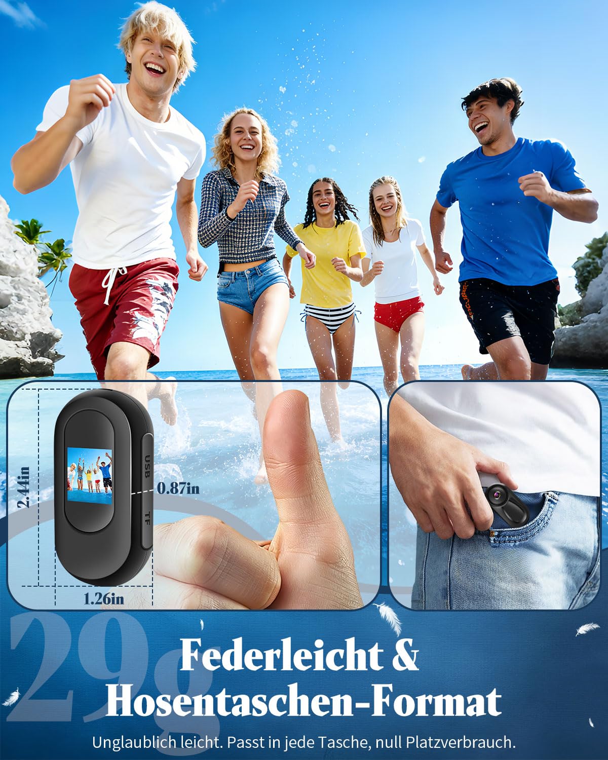 Bodycam Körperkamera Mini mit 64GB SD Karte,1080P Action Cam mit HD Touchscreen,120 Min Akkulaufzeit,120° Weitwinkel,360° Rückenclip, Infrarot-Nachtsicht, Helmkamera Motorrad Kamera