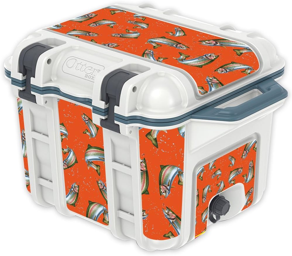MightySkins (Cooler Not Included) Skin Compatible with OtterBox Venture 25 qt Cooler - Trout Collage | Protective, Durable, and Unique Vinyl Decal wrap Cover | Easy to Apply | Made in The USA
