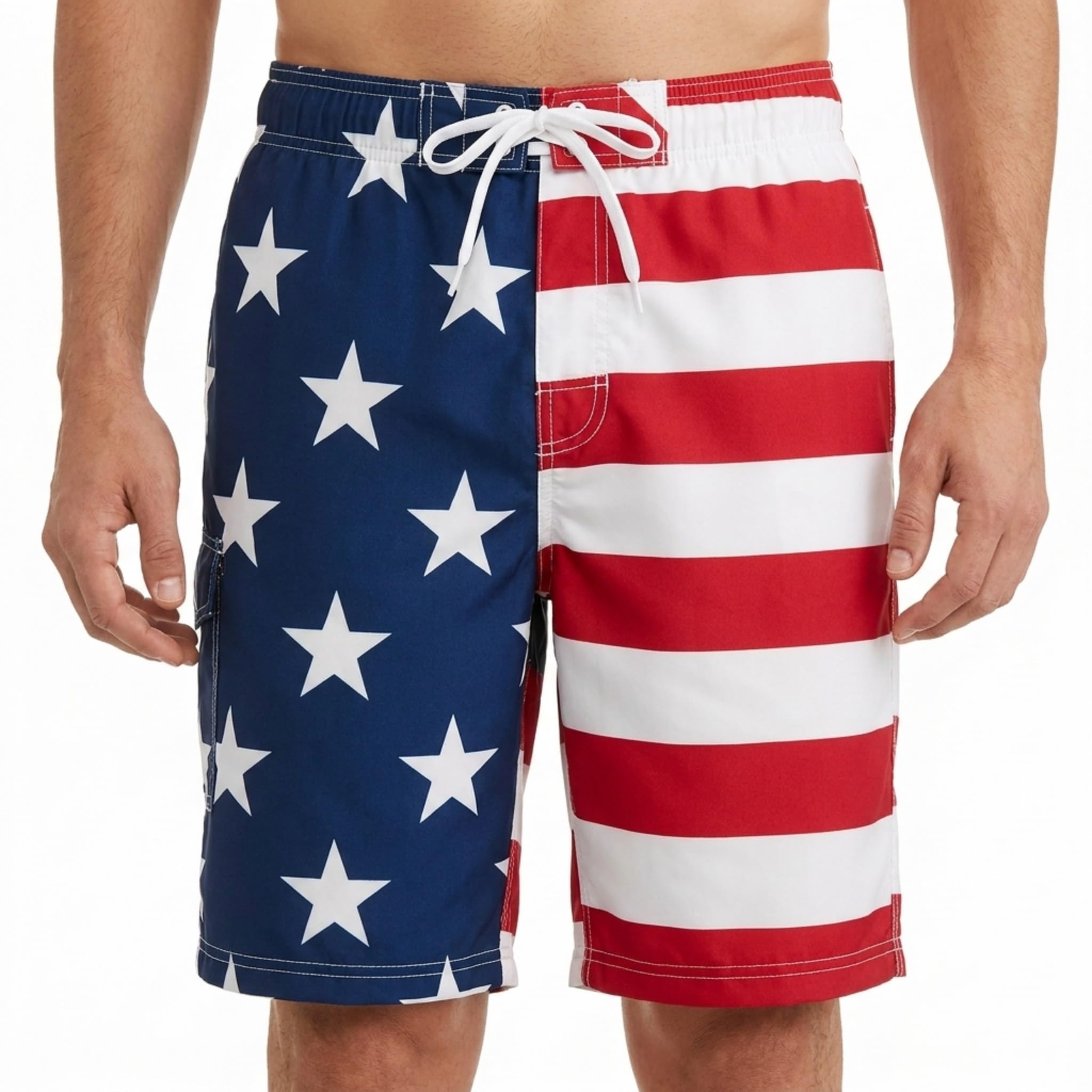 Men's American Flag Swim Trunks-image-17