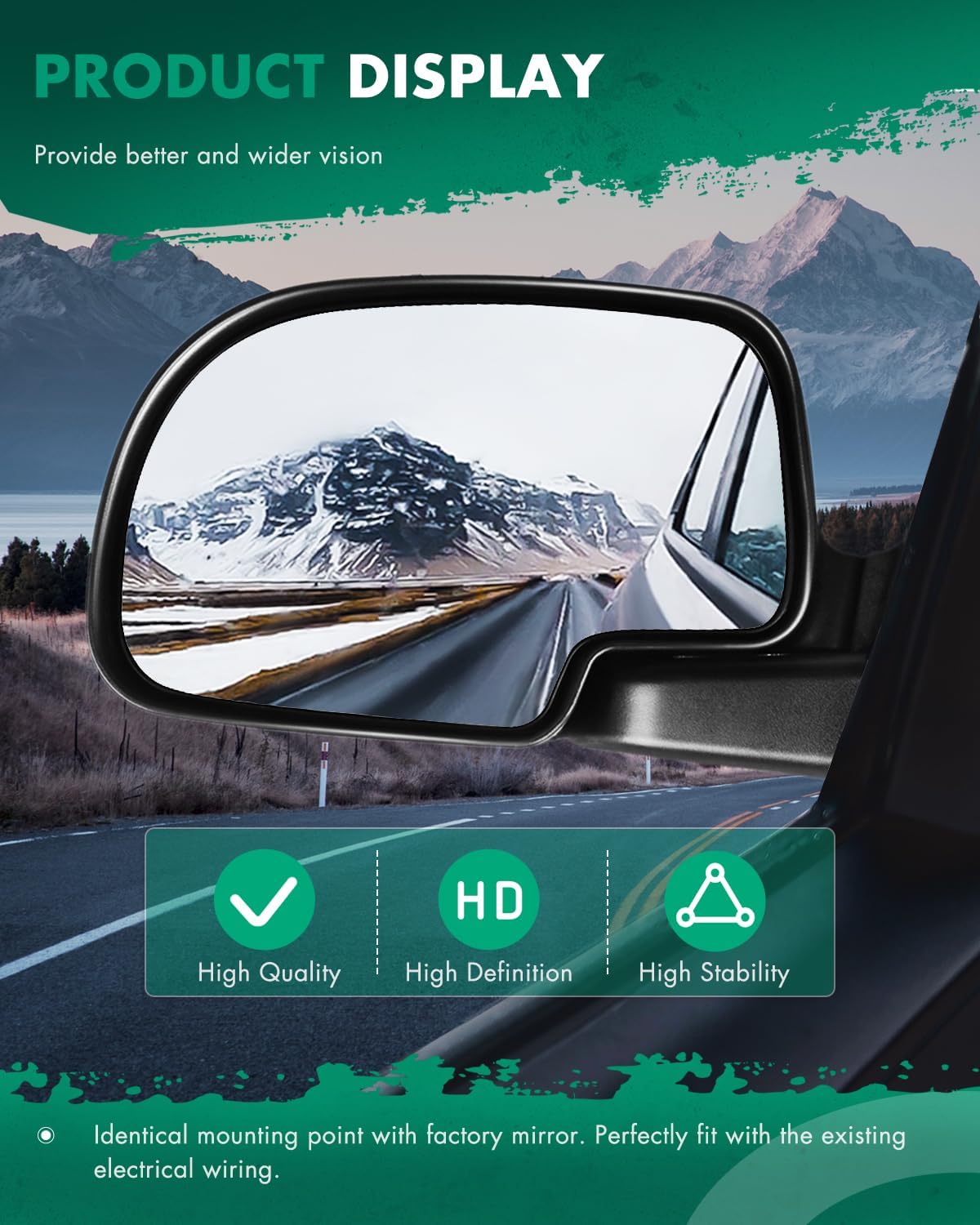 SCITOO Side View Mirrors fit 1999-2006 For Chevy Silverado Suburban Tahoe For GMC Sierra Yukon Manual Adjusted Folding Side Mirrors (1999-2000 New Body Style 2007 Classic) GM1320230, GM1321230