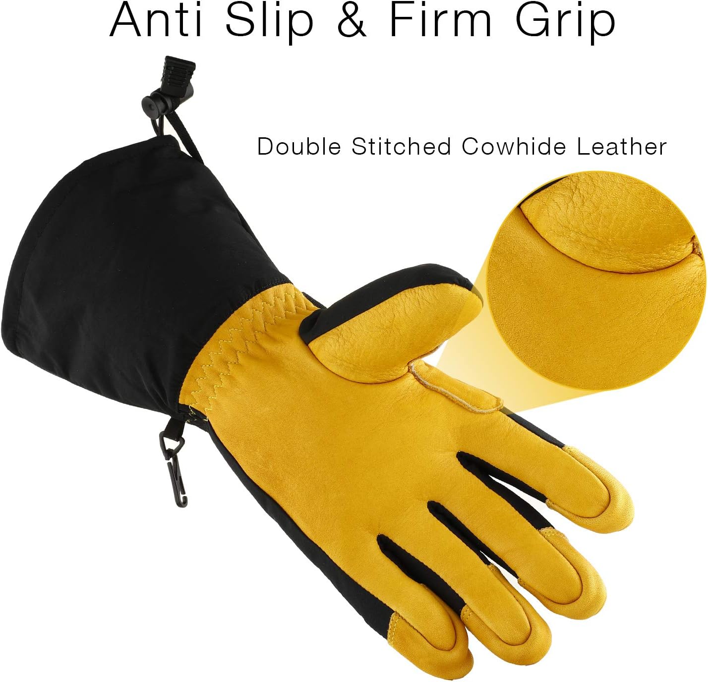 OZERO -30℉ Cold Winter Skiing Snowboarding Gloves for Men and Women Waterproof (Yellow, L) : Clothing, Shoes & Jewelry