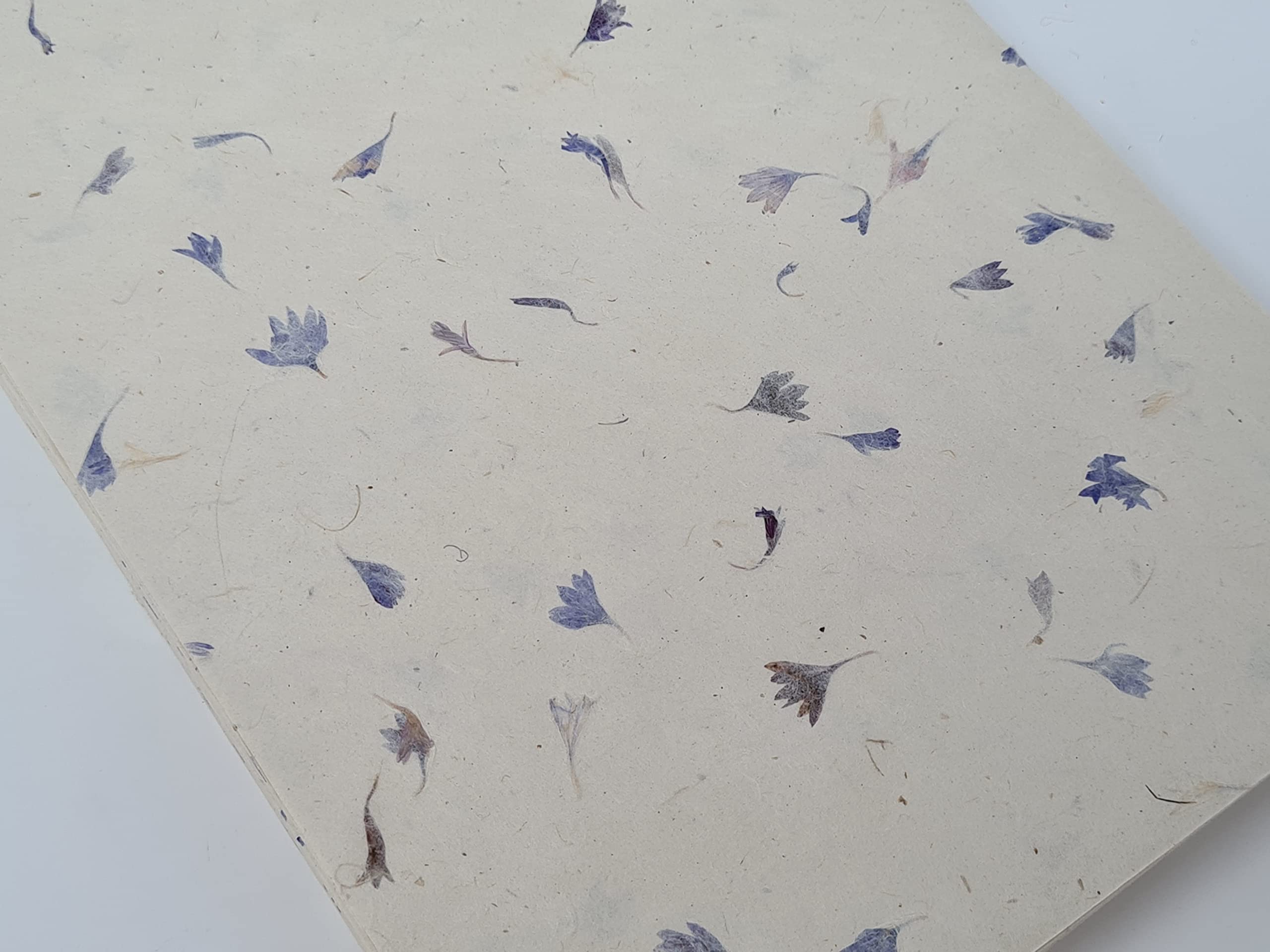 Lokta A5 Paper Handmade Paper, A5 Pack of 20 Sheets, Nepalese Handmade Paper, Craft Paper, Eco-Paper (Blue Petal Lokta A5-20pcs)