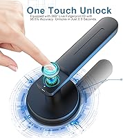 Vista 5 de Foxgard - Cerradura de puerta biométrica con perilla inteligente de huellas dactilares, control remoto con aplicación