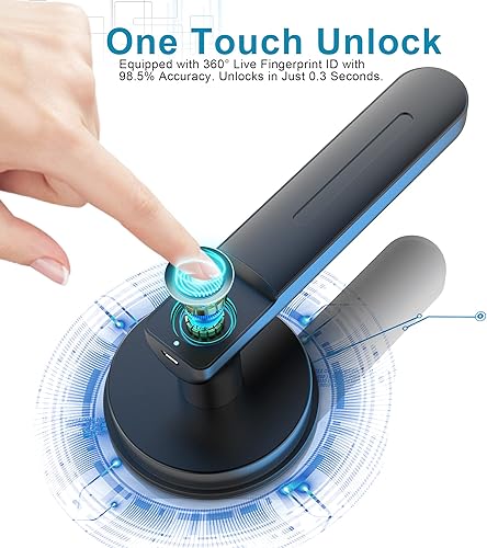 Miniatura 5 de Foxgard - Cerradura de puerta biométrica con perilla inteligente de huellas dactilares, control remoto con aplicación, cerradura de puerta