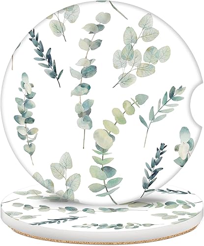 Miniatura 18 de Paquete de 2 posavasos de automóvil para portavasos de automóvil, 2.56 pulgadas, universales, de piedra de cerámica, absorbente, con base de corcho