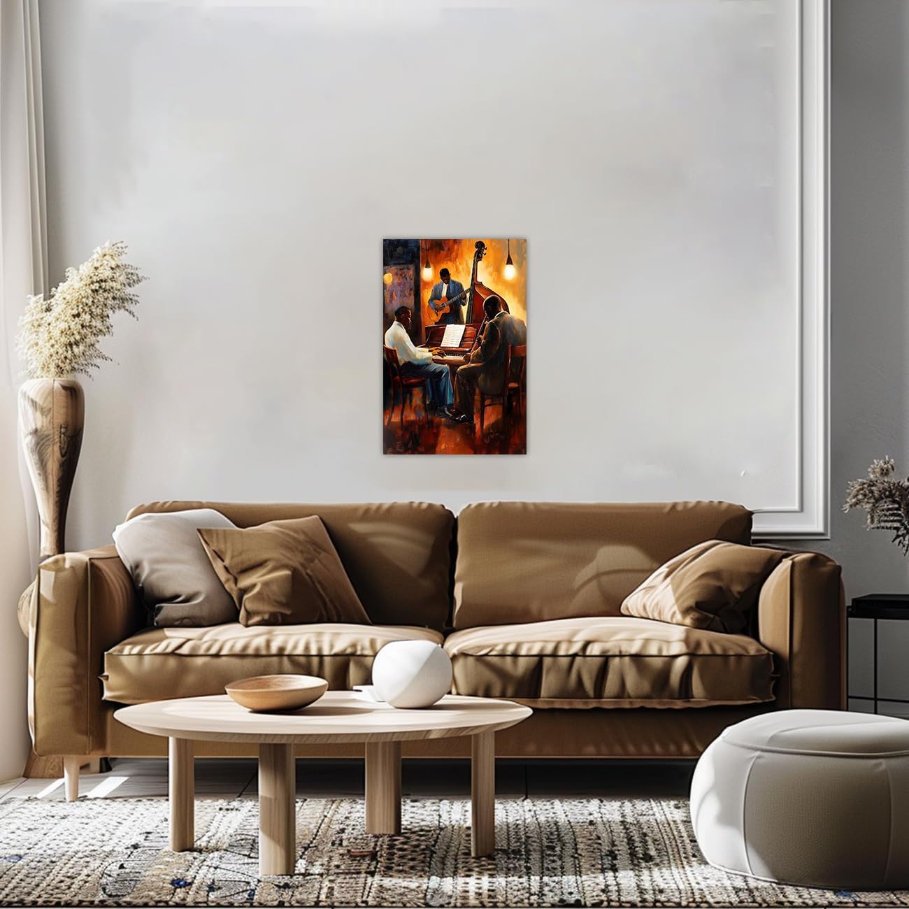 AWPANERAR Black Music Wall Art Black Jazz Canvas Prints African American Pictures Musical Instruments Poster Men Painting Men Room Decor Framed (Yellow, (18L x 12W))