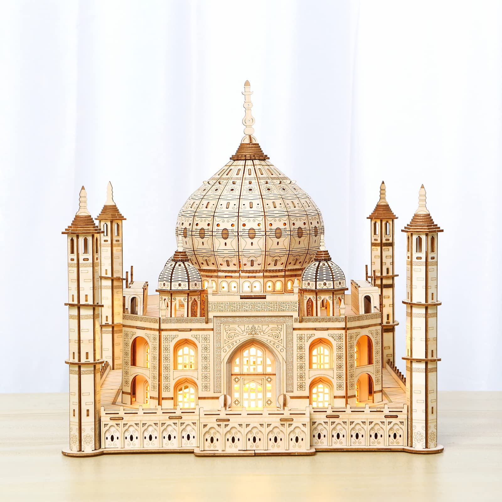 Drewniane puzzle 3D, wzór architektury drewna Taj Mahal, samodzielne drewniane puzzle konstrukcyjne, zabawka rzemieślnicza, prezent dla dorosłych, kobiet i mężczyzn, 388 elementów