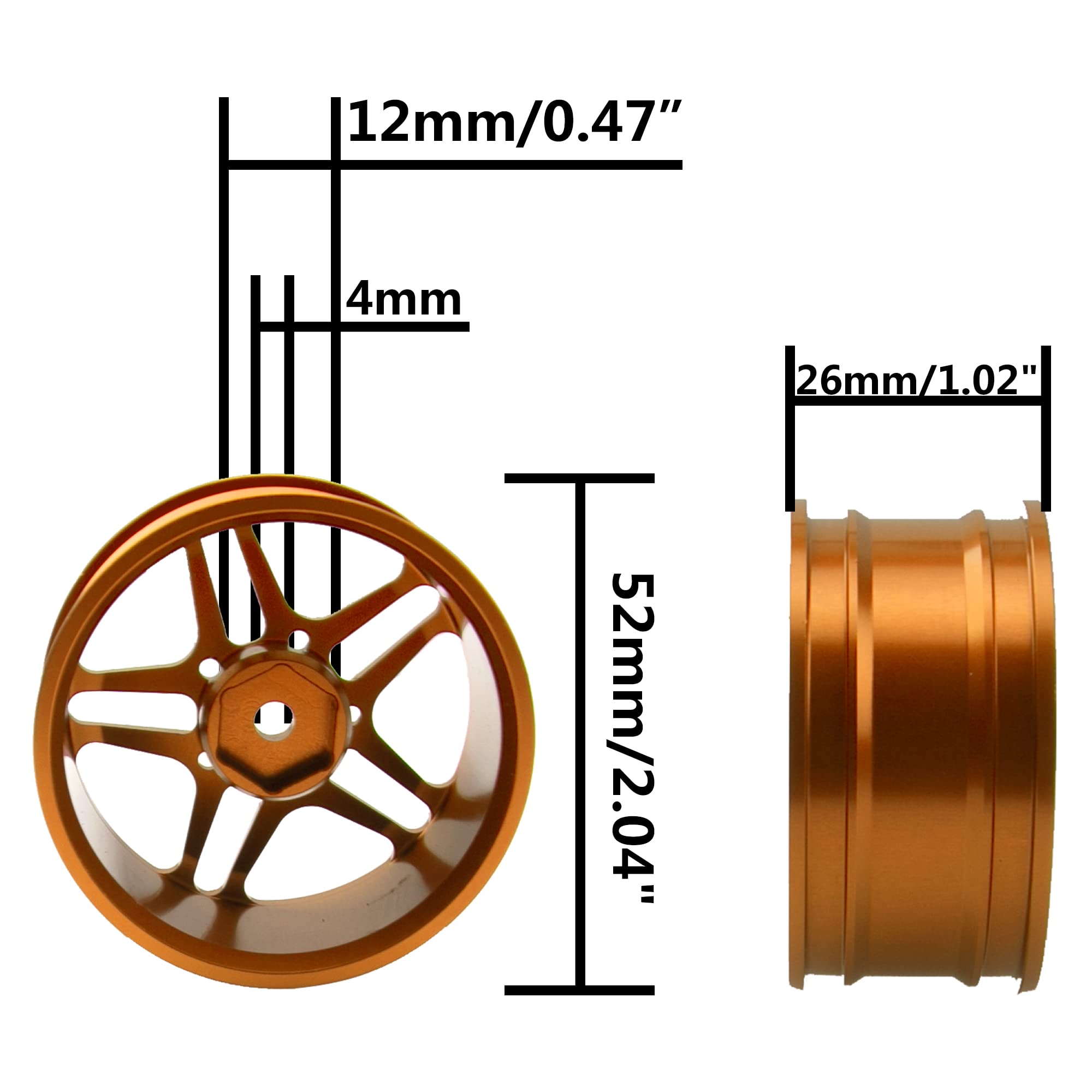 Metal Rc Rims Tamiya Rc Car ShareGoo 1/10 RC Metal Wheel Rims - 52mm 5-Spoke 12mm Hex ...