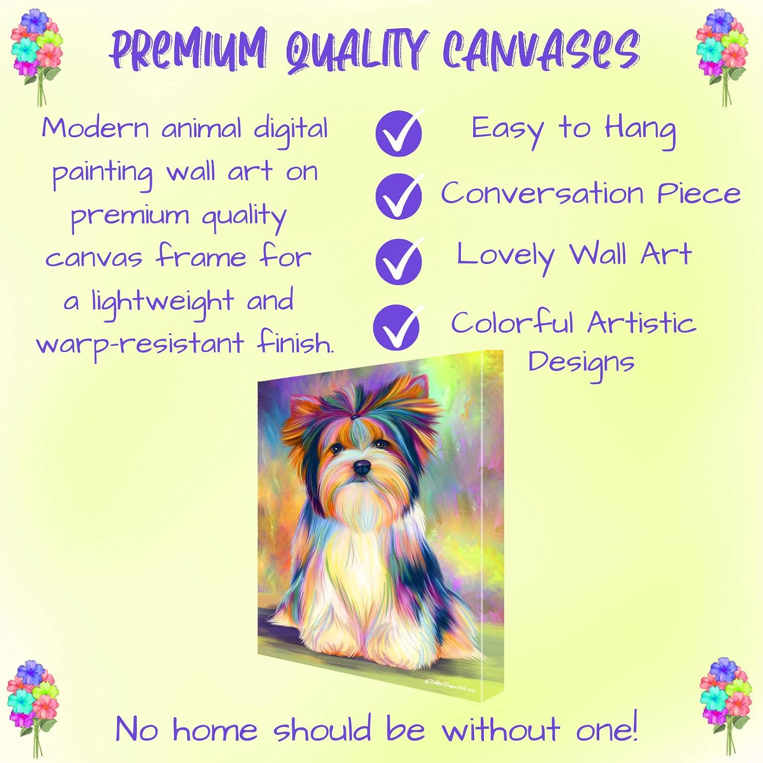 Doggie of the Day Paradise Wave with Biewer Terrier Dogs Canvas Wall Art - Premium Quality Ready to Hang Room Decor - 1.5" Thick Canvas Wrap 16" x 20"