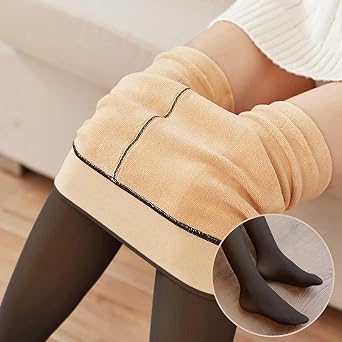 Heat Tech Leggings, Translucent Pantyhose For Women, Women Fleece Lined Tights High Waisted Thermal Pantyhose