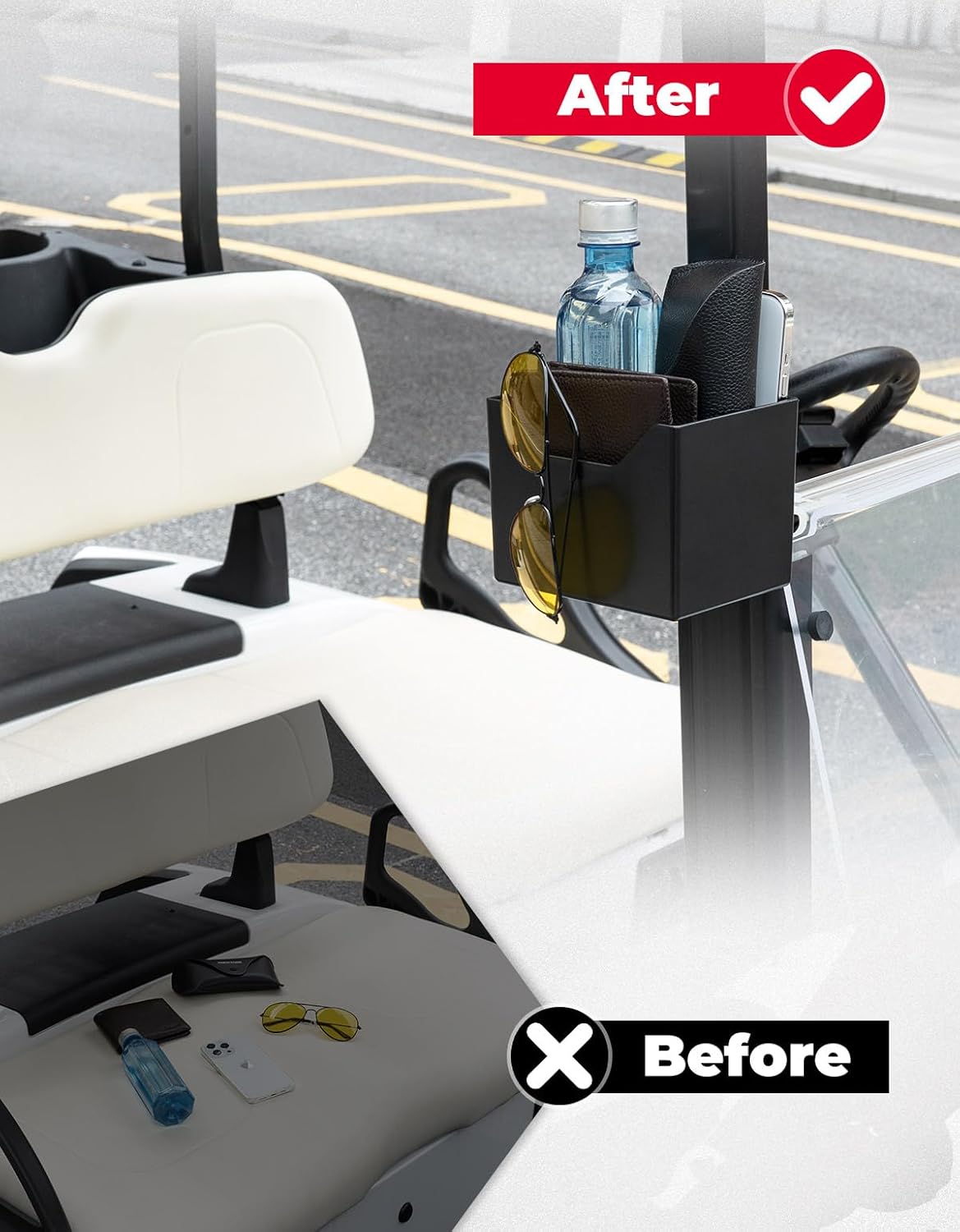 KEMIMOTO Magnetic Cup Holder, Magnetic Storage Organizer Caddy for Forklifts, Tractors, Trucks, Lawn Mowers, Skid Steers, Buses, Treadmills, Golf Cart Accessories, Metal Surface, Black