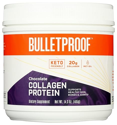 Bulletproof Proteína de colágeno en polvo con sabor chocolate, apta para dieta cetogénica, 14.3 onzas (paquete de 1)