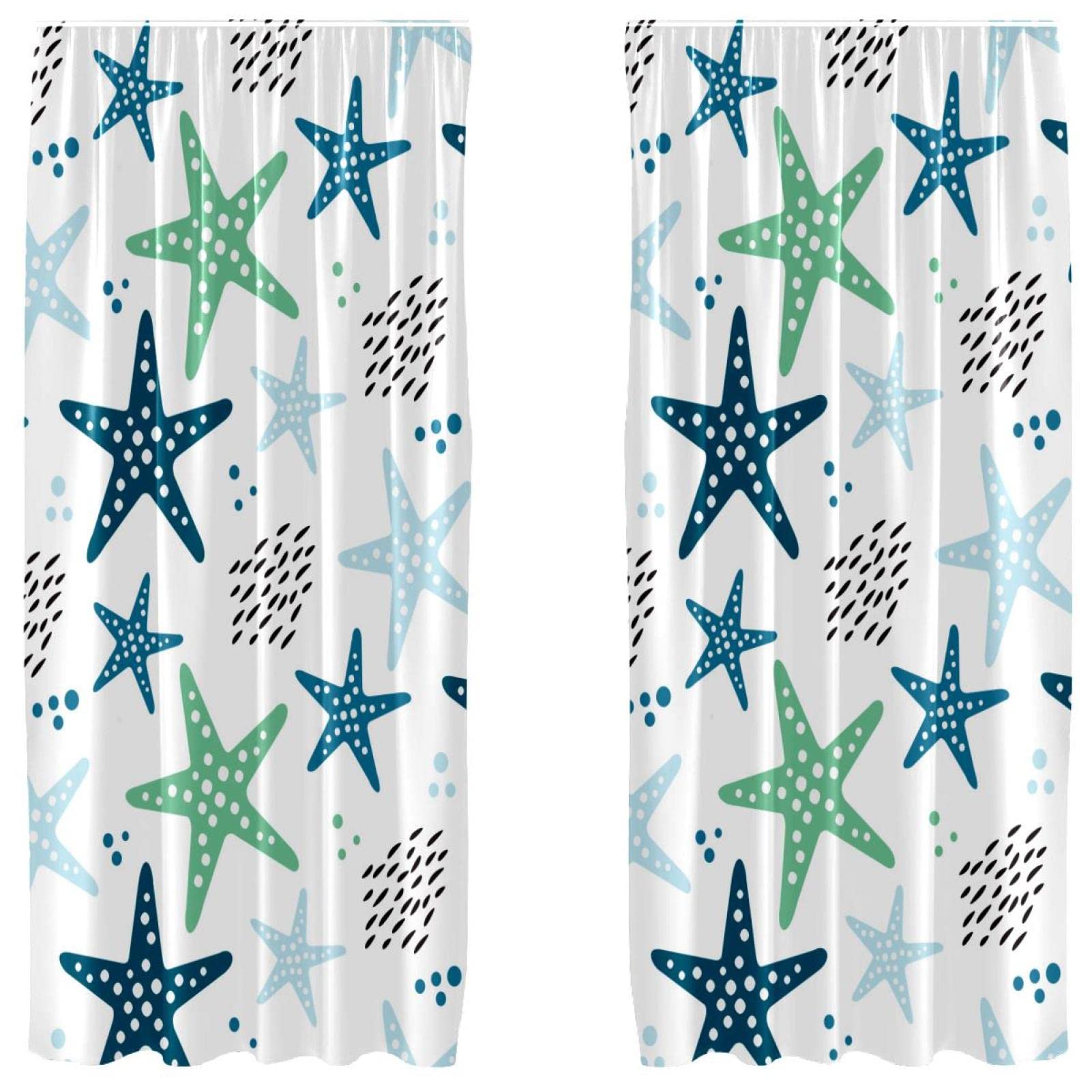 Rideaux motif étoiles de mer occultant léger bleu marine 213cm