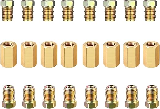 altivox Brake Line Fittings Assortment for 3/16 Inch Tube set of 2(8 Unions, 16 Nuts)