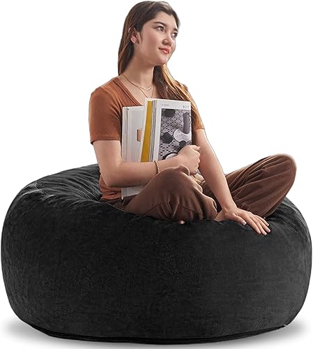 Miniatura 20 de Puf grande para adultos, puf con relleno, silla de espuma viscoelástica, funda de franela extraíble y lavable, puf gigante, adecuado para sala de