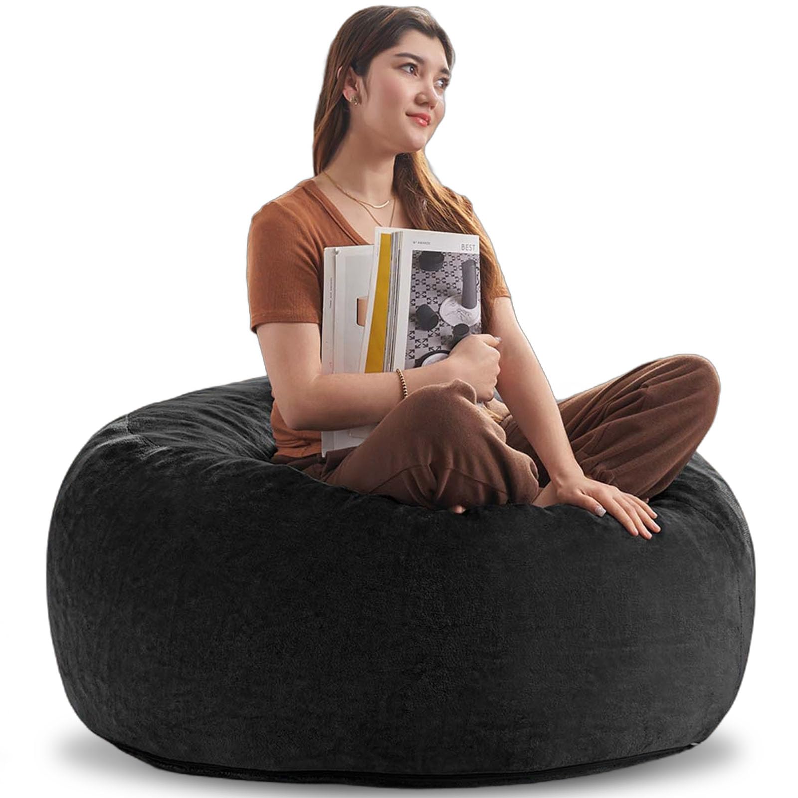 Big Bean Bag Chairs for Adults，Bean Bag Chair with Filler，Memory Foam Chair，Removable and Washable Flannel Cover, Giant Bean Bag, Suitable for Living