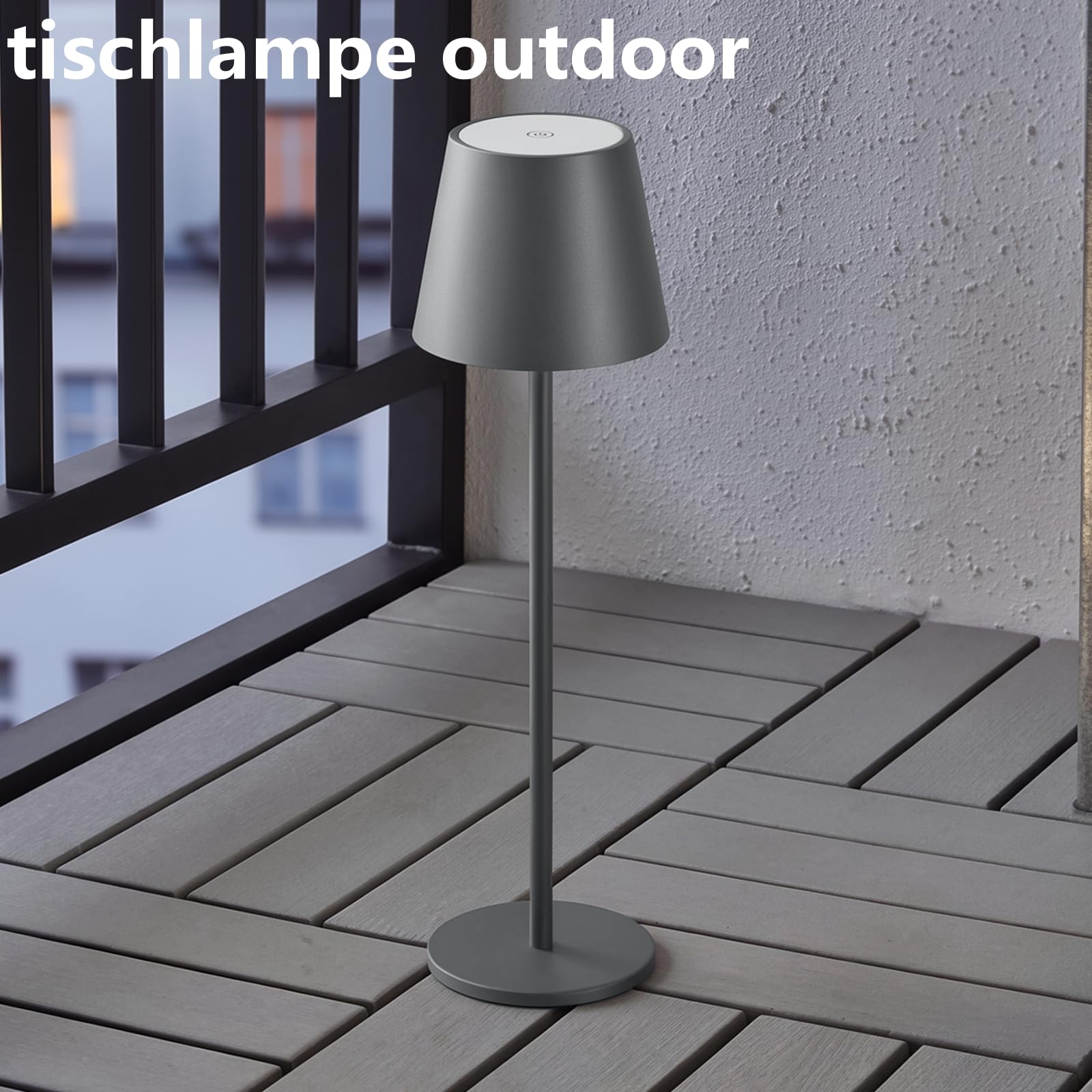 Klighten 2 Pezzi Lampada LED Dimmerabile da tavolo senza fili Interni/Esterni, Ricaricabile Lampada da Scrivania a batteria in Alluminio con USB-C, Luce calda 3000K, Impermeabile IP54, Grigio Scuro