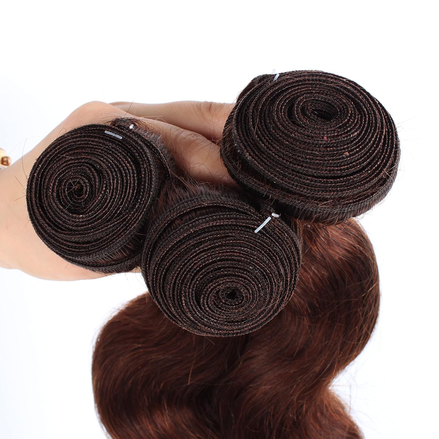 Body Wave Bundles Human Hair - 12A Brazilian Virgin Human Hair Bundle Double Weft Weave 100G Unprocessed Weave (#4 Medium Brown Body Wave, 16 18 20 Inch)