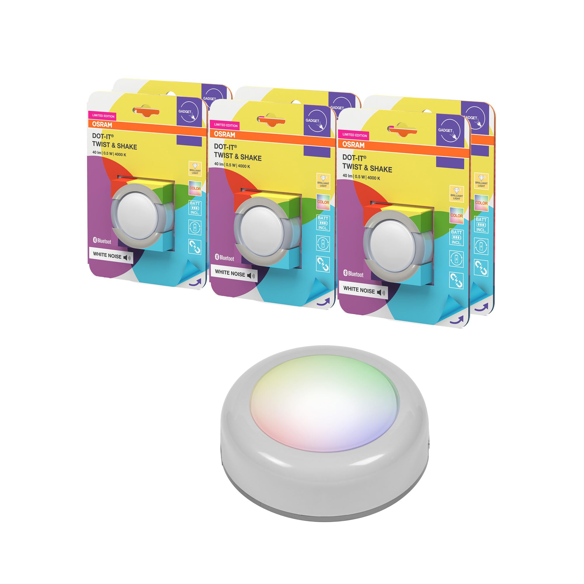 Osram SMART+ DOT-IT TWIST & SHAKE smartes Nachtlicht 16 Mio RGB Farben magnetisch 6er Set