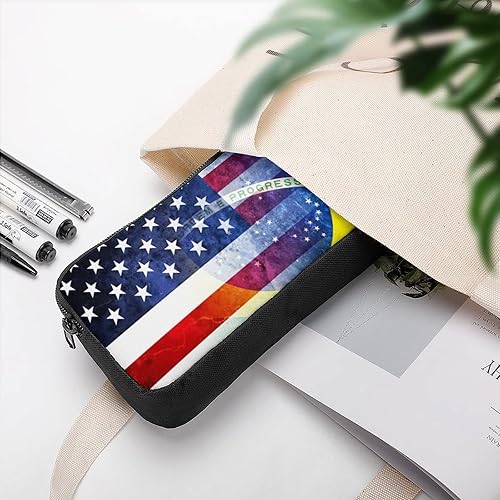 Miniatura 5 de Estuche para lápices con bandera de Estados Unidos y Brasil, bolsa de lápices duradera de gran capacidad, bolsa de almacenamiento para bolígrafos