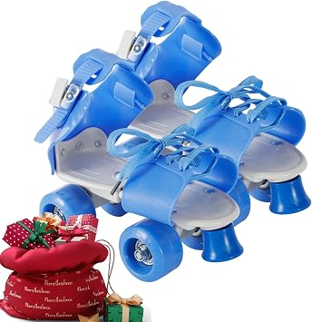 Quad Roller Skates - Adjustable Size 28-36 Skate Shoes, 4 Wheel Durable Construction, Smooth Glide, Comfortable Fit | Skate Equipment for Teens, Girls, Boys, Outdoor Recreation