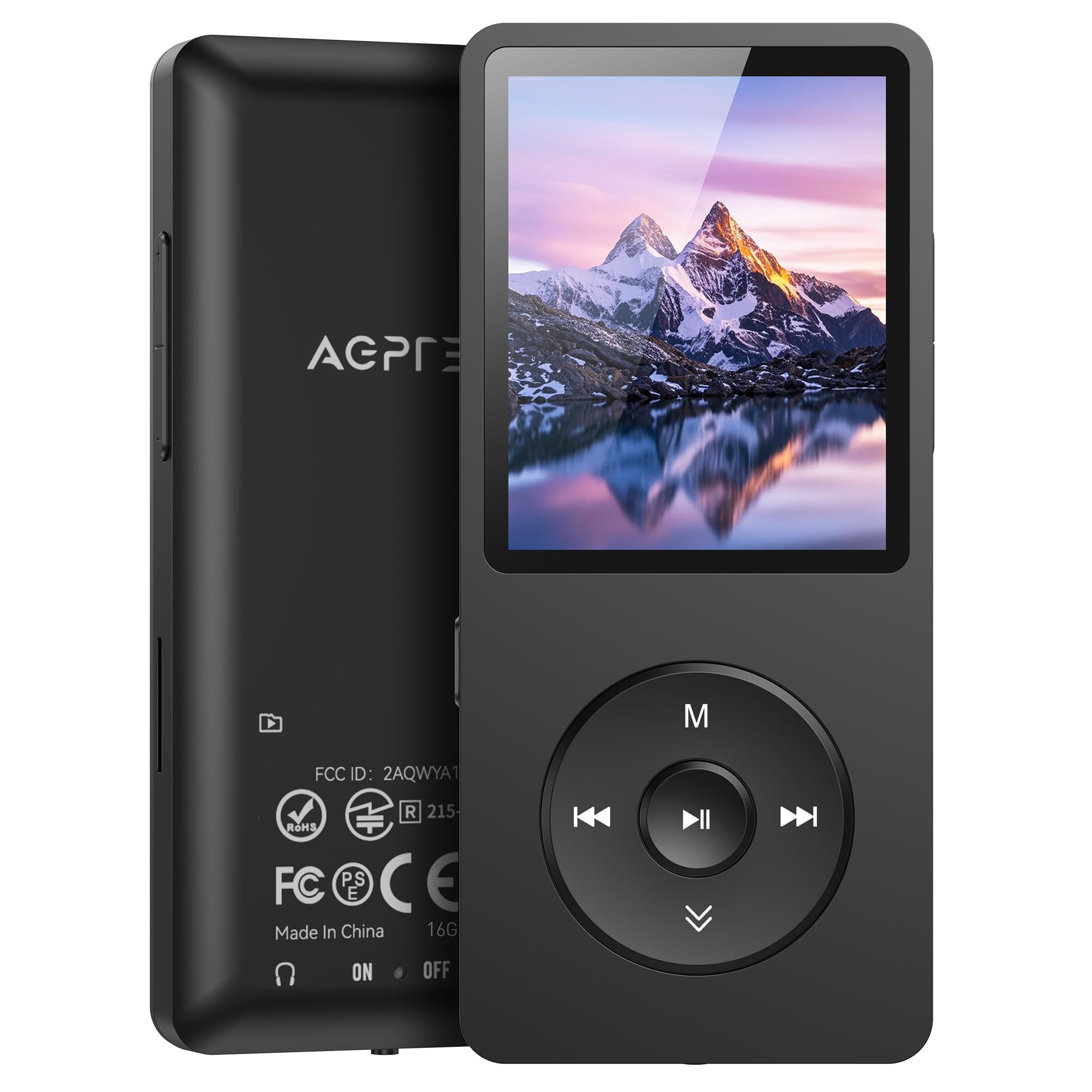 AGPTEK A02S 16GB MP3 Player, 70 Hours Playback Lossless Sound Music Player, Supports up to 128GB, Black